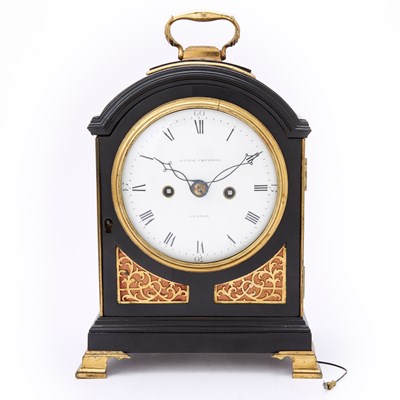 Lot 481 - George III Brass Mounted Ebonized Wood Bracket Clock
