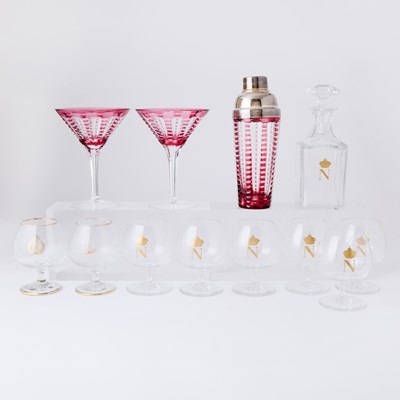 Lot 691 - Set of Eight Baccarat Glass 'Napoleon' Pattern Cognac Glasses and a Decanter