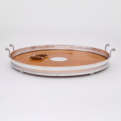 Lot 188 - Edwardian Silver Plate Mounted Oak Two Handled Tray