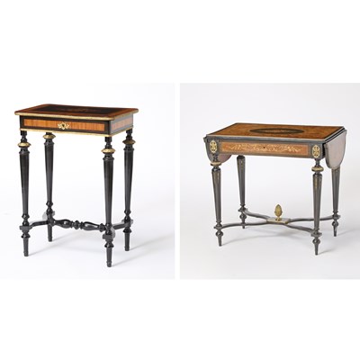 Lot 248 - Two Napoleon III Style Part Ebonized Marquetry Side Tables