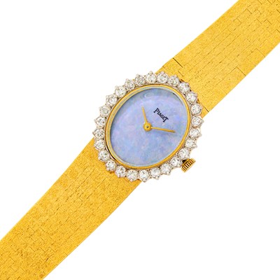 Lot 1079 - Gold, Opal and Diamond Wristwatch