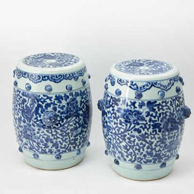Lot 240 - A Pair of Chinese Blue and White Porcelain Garden Stools