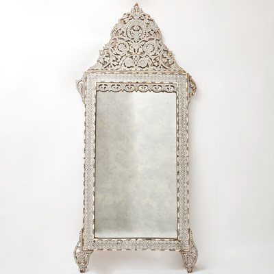 Lot 598 - Syrian Mother-of-Pearl Inlaid Walnut Mirror