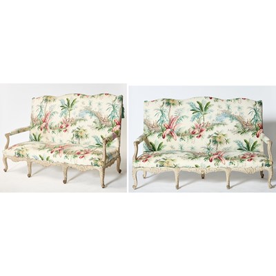 Lot 350 - Pair of Louis XV Style Painted Canapés