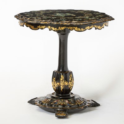 Lot 538 - Victorian Mother-of-Pearl-Inlaid Papier-Mâché Tea Table