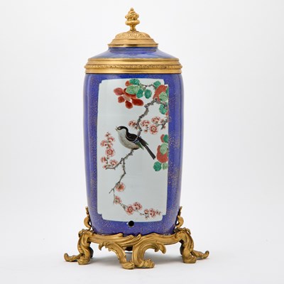 Lot 353 - Chinese Famille Verte Ormolu-Mounted Porcelain Vase and Cover