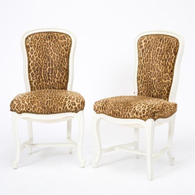 Lot 253 - Set of Six Louis XV Style White Painted Side Chairs