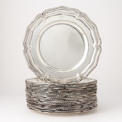 Lot 141 - Assembled Set of Twenty-Two Silver Plated Service Plates