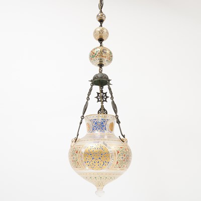 Lot 595 - Egyptian Enameled Glass Mosque Lamp