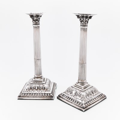 Lot 110 - Pair of George III Sterling Silver Candlesticks