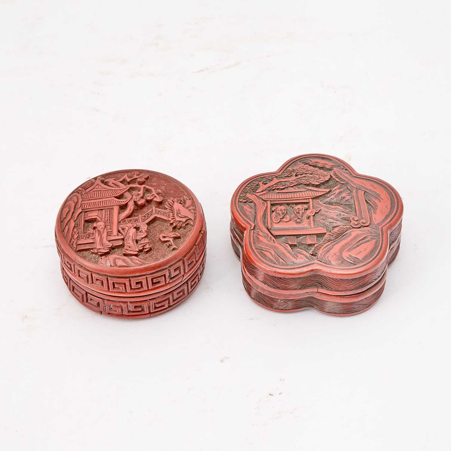 Lot 587 - Two Chinese Cinnabar Lacquer Boxes