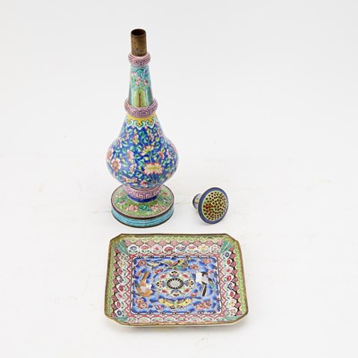 Lot 566 - A Chinese Enamel Water Sprinkler and Tray
