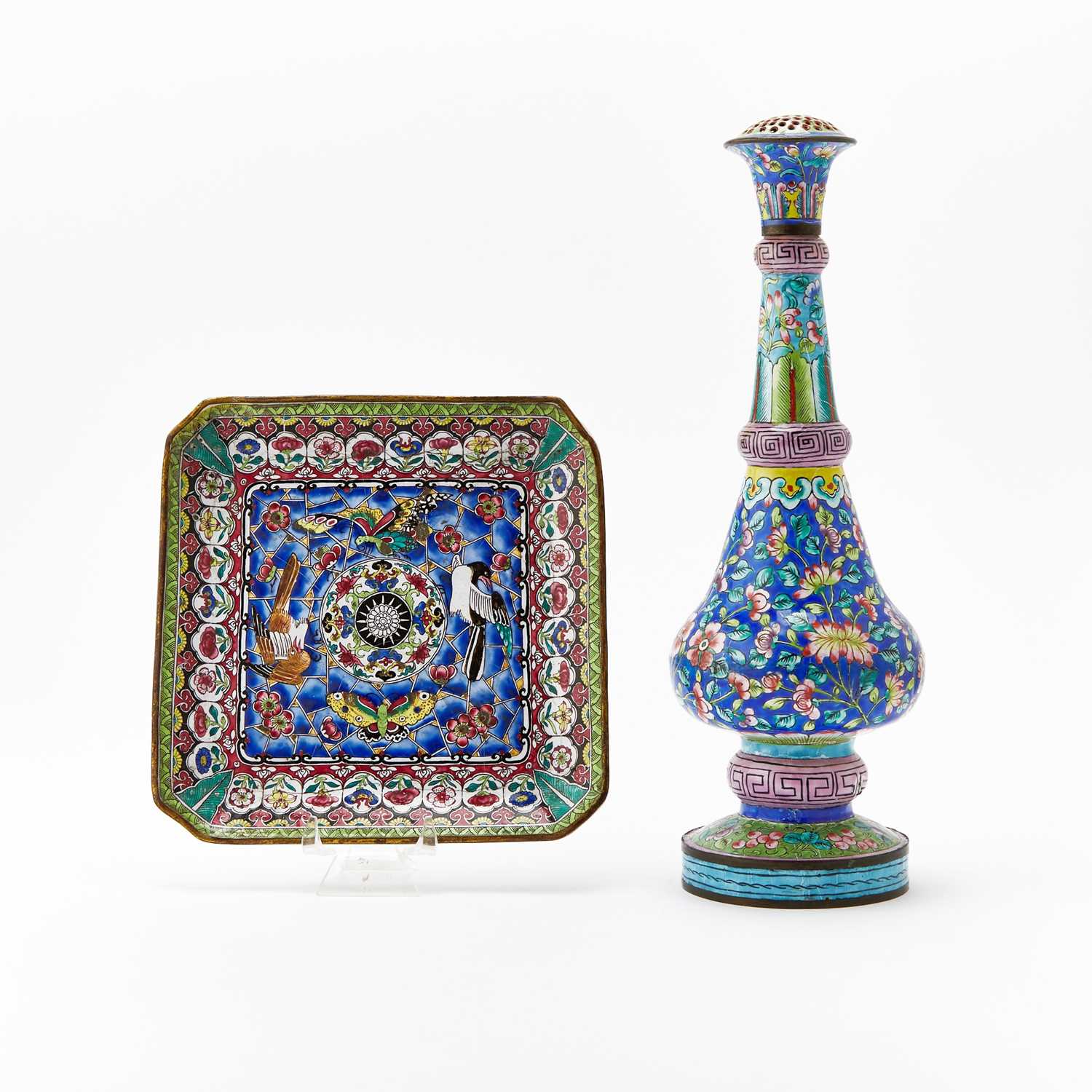 Lot 566 - A Chinese Enamel Water Sprinkler and Tray