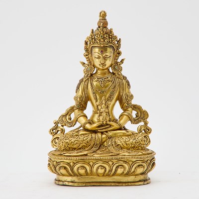 Lot 713 - A Sino-Tibetan Gilt Copper Alloy Bodhisattva