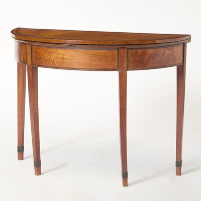 Lot 468 - George III Satinwood and Kingwood Banded Demilune Fold-Over Table