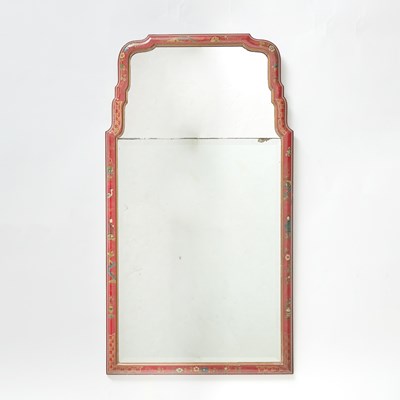 Lot 114 - George II Style Chinoiserie Decorated Red Lacquered Mirror