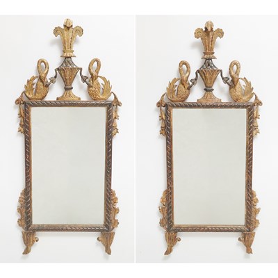 Lot 306 - Pair of Italian Neoclassical Style Parcel Gilt Mirrors