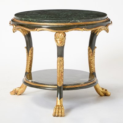 Lot 584 - Austrian Neoclassical Painted and Parcel-Gilt Gueridon