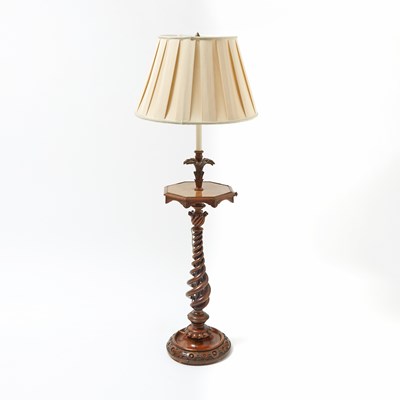 Lot 150 - Spiral Twisted Walnut Floor Lamp