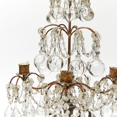 Lot 93 - Pair of Neoclassical Style GIlt-Metal and Glass Four-Light Girandoles