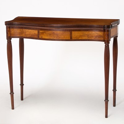 Lot 406 - Federal Inlaid Mahogany and Birch Serpentine Games Table