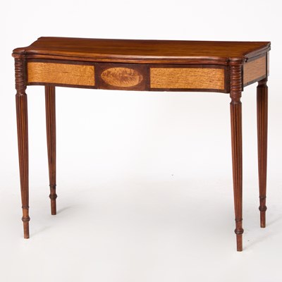 Lot 145 - Federal Inlaid Mahogany and Bird's Eye Maple Serpentine Games Table