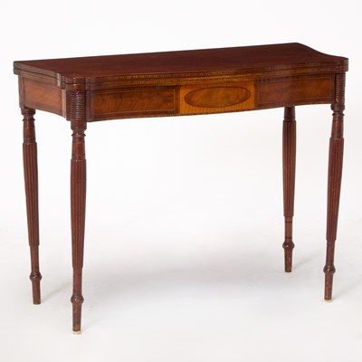 Lot 411 - Federal Inlaid Mahogany Serpentine Games Table