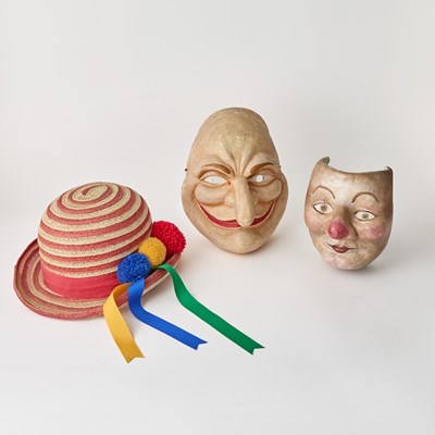 Lot 534 - Broadway Stage Worn Busker's Hat and Two Masks from Chitty Chitty Bang Bang