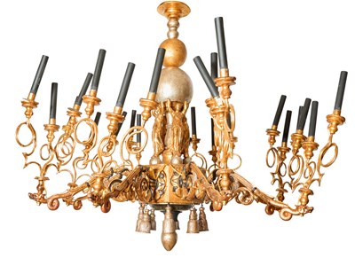 Lot 594 - Continental Giltwood Twenty-Four-Light Chandelier