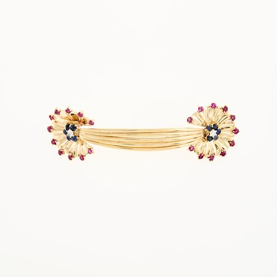 Lot 87 - Gold, Ruby and Sapphire Barrette