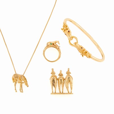 Lot 153 - Group of Gold and Gem-Set Horse Jewelry