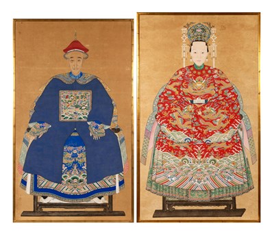 Lot 148 - A Matched Pair of Chinese Ancestor Portraits