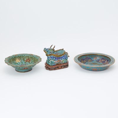 Lot 758 - Three Asian Cloisonne Enamel Articles