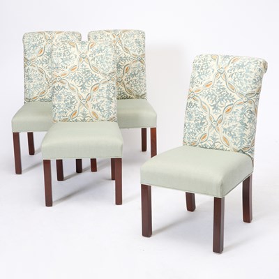 Lot 152 - Set of Four Upholstered Mahogany Dining Side Chairs