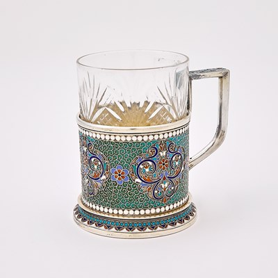 Lot 206 - Russian Silver and Cloisonné Enamel Tea Glass Holder