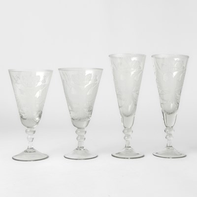 Lot 3146 - Two Pairs of Russian Style Glass Goblets