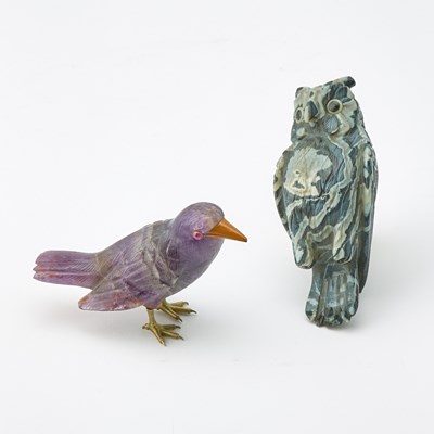 Lot 3083 - Hardstone Figures of a Bird and Owl
