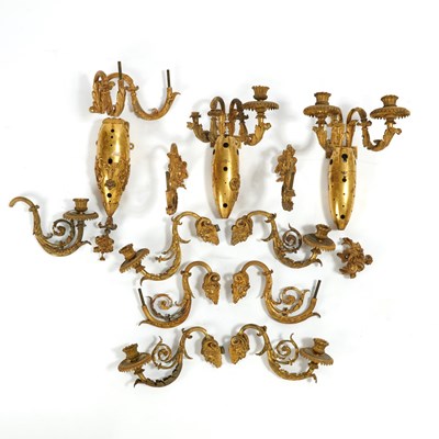 Lot 600 - Set of Three Incomplete French Gilt-Bronze Wall-Lights