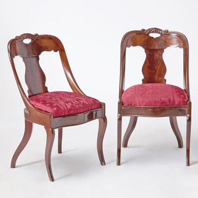 Lot 228A - Pair of Baltic Neoclassical Mahogany Gondola Side Chairs