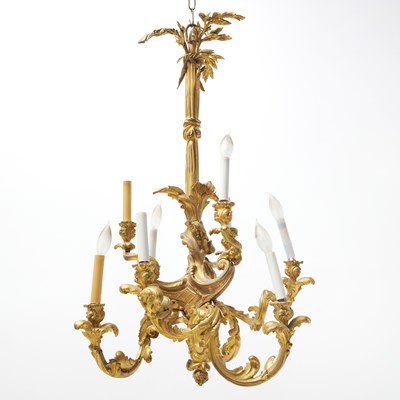 Lot 247 - A Louis XV Style Gilt-Bronze Six-Light Chandelier
