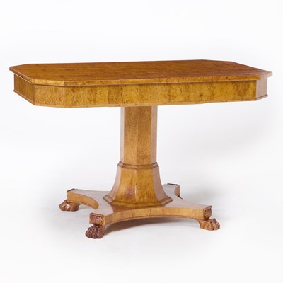 Lot 235 - Neoclassical Karelian Birchwood Center Table