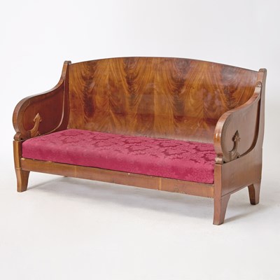 Lot 228 - Russian Neoclassical Upholstered Mahogany Sofa