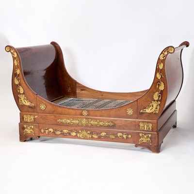 Lot 234 - Empire Ormolu-Mounted Mahogany Sleigh Bed