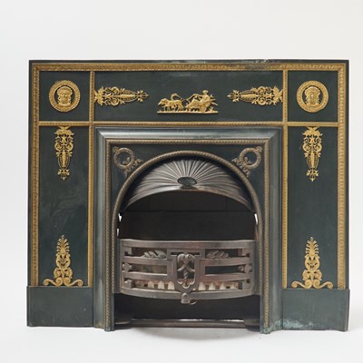 Lot 244 - Empire Style Gilt-Bronze and Metal Mounted Fireplace