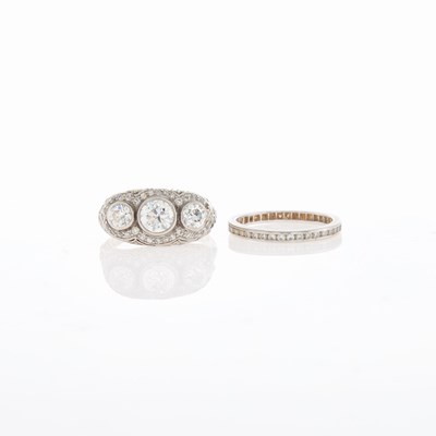 Lot 135 - Platinum and Diamond Ring and Band Ring