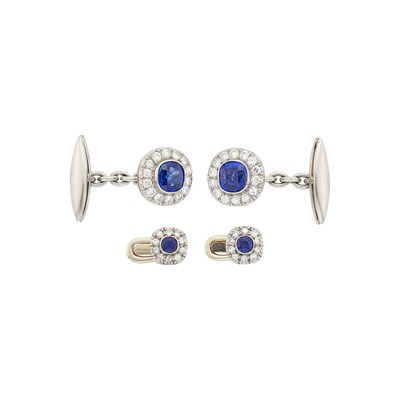 Lot 1129 - Platinum, Sapphire and Diamond Dress Set