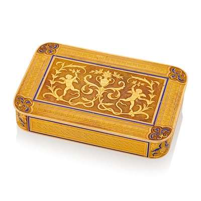 Lot 1024 - Antique Two-Color Gold and Blue Enamel Neoclassical Box