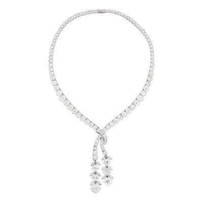 Lot 232 - Van Cleef & Arpels Platinum and Diamond Pendant-Necklace