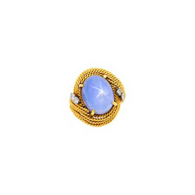 Lot 55 - Van Cleef & Arpels Gold, Platinum, Star Sapphire and Diamond Ring