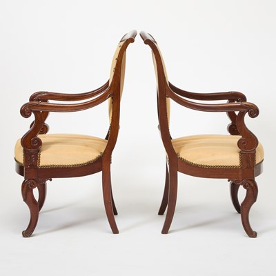 Lot 172 - Pair of Louis Philippe Upholstered Mahogany Fauteuils